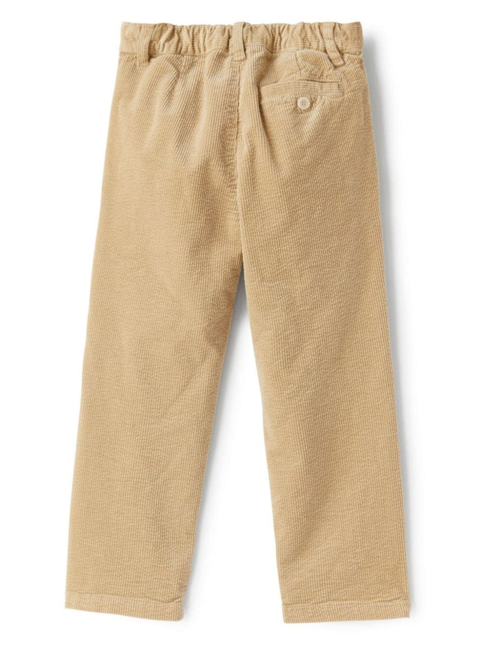 Beige Pants With Elastic Waistband Ribbed Cotton Boy Modal Elastane Trousers