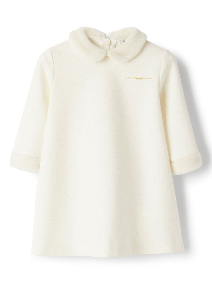 White Dress With Logo Embroidered On The Front Viscose Blend Baby Polyamide Elastane