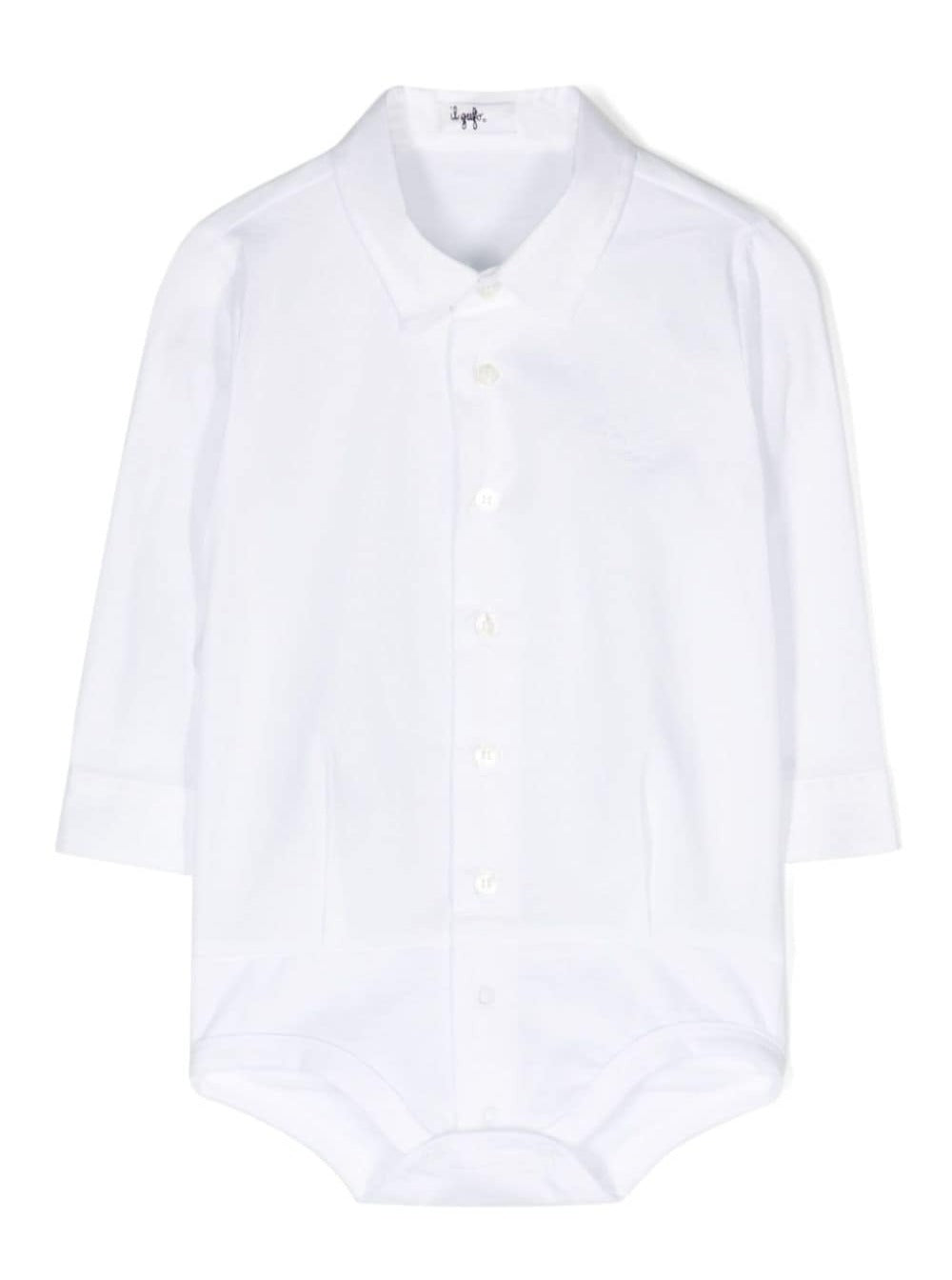 White Romper With Buttons Stretch Cotton Baby Elastane Shirts And Blouses