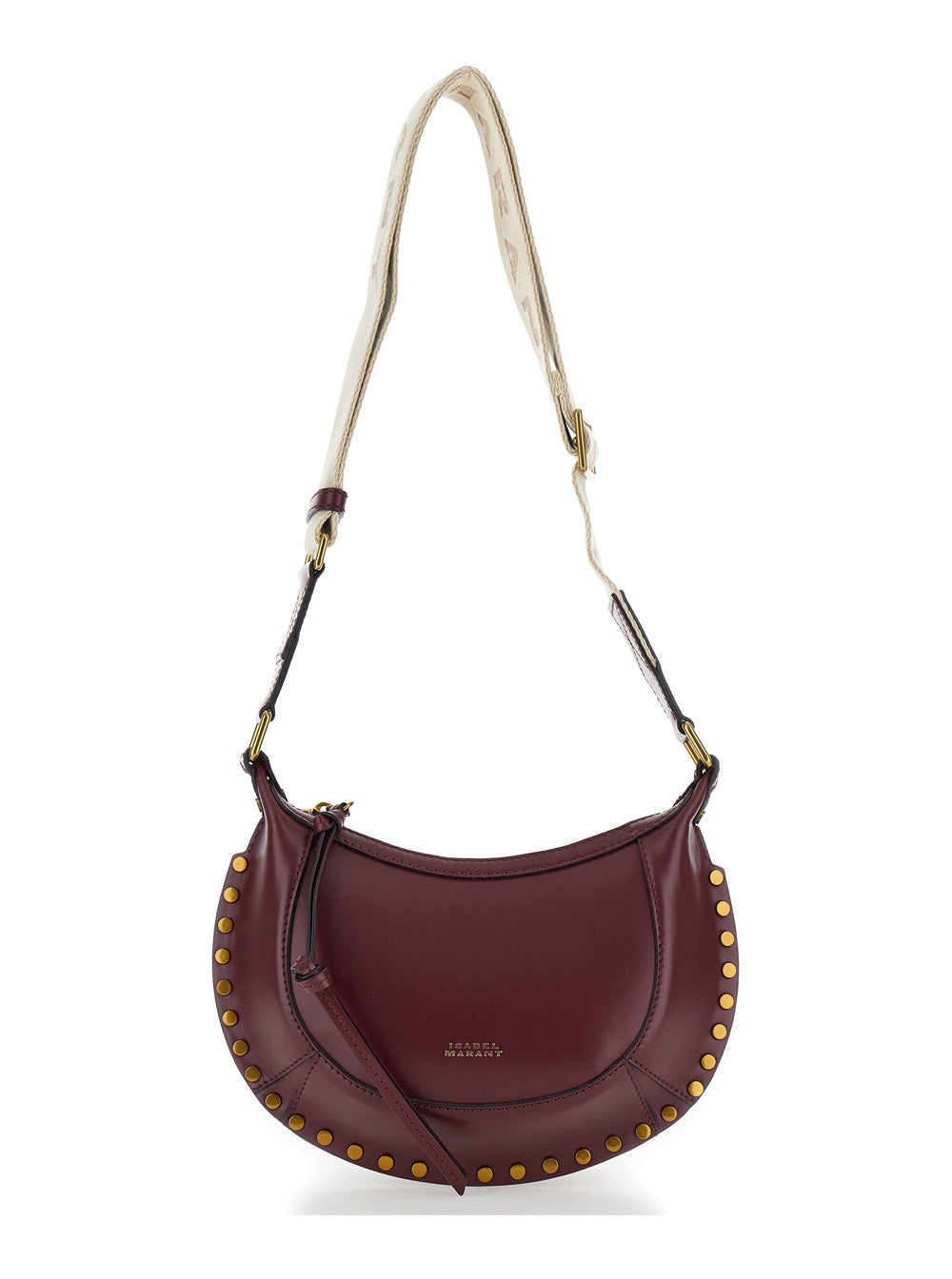 Moon Bordeaux Mini Crossbody Bag With Studs Smooth Leather Woman Calfskin