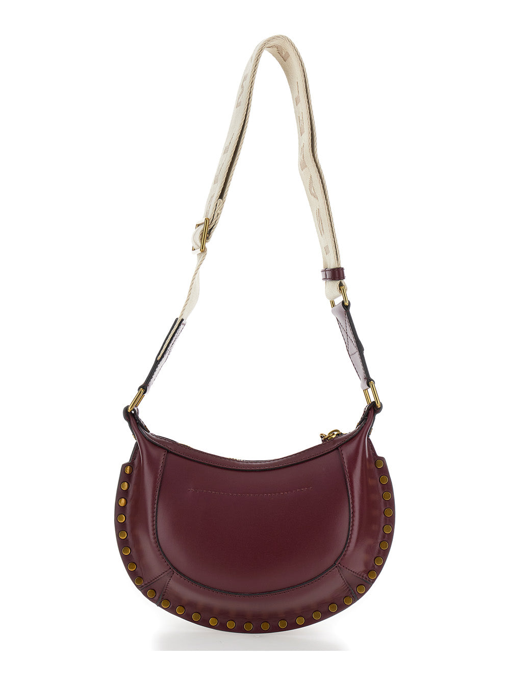 Moon Bordeaux Mini Crossbody Bag With Studs Smooth Leather Woman Calfskin