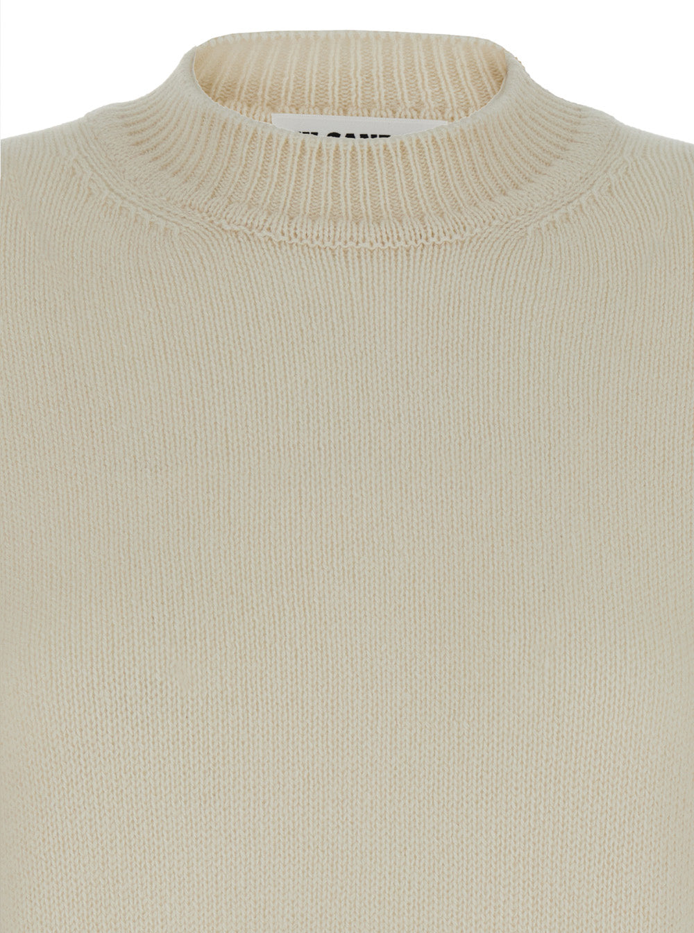 Beige Ribbed Pullover in Cashmere Woman Jersey