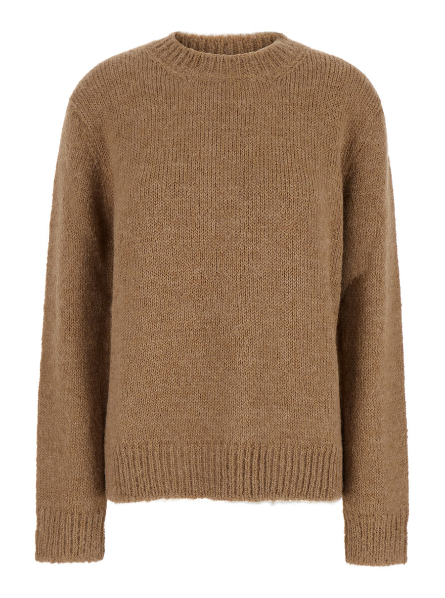Oversized Beige Wool Sweater Tops