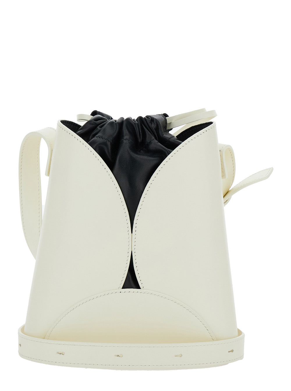 Curve White Crossbody Bag With Embossed Leather Woman Vitello