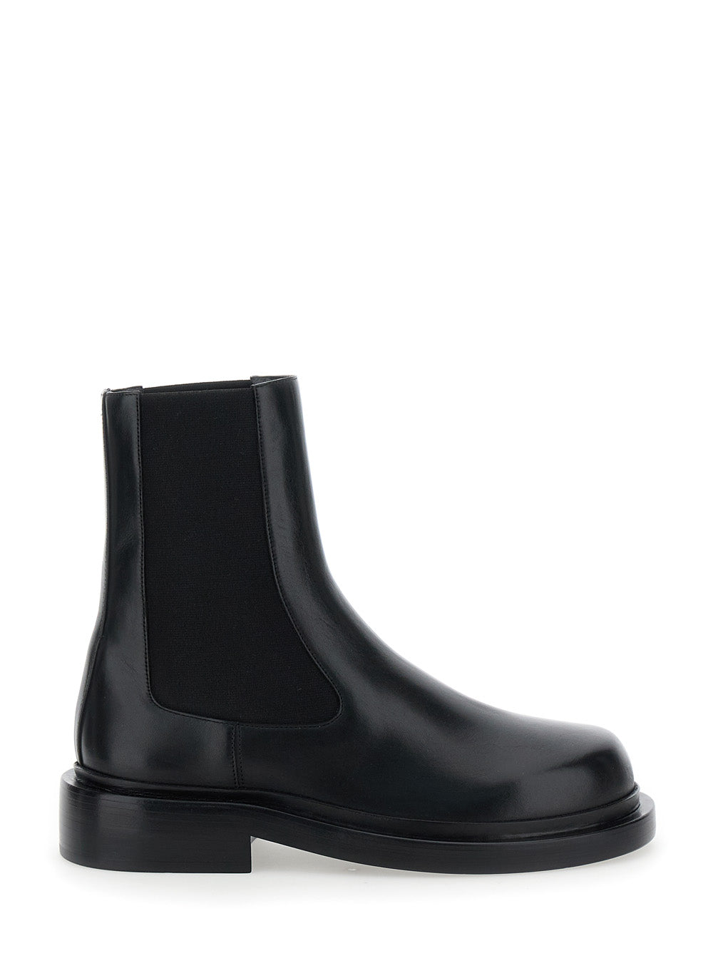 Black Boots With Elastic Side Pannels Leather Woman Calf Ankle