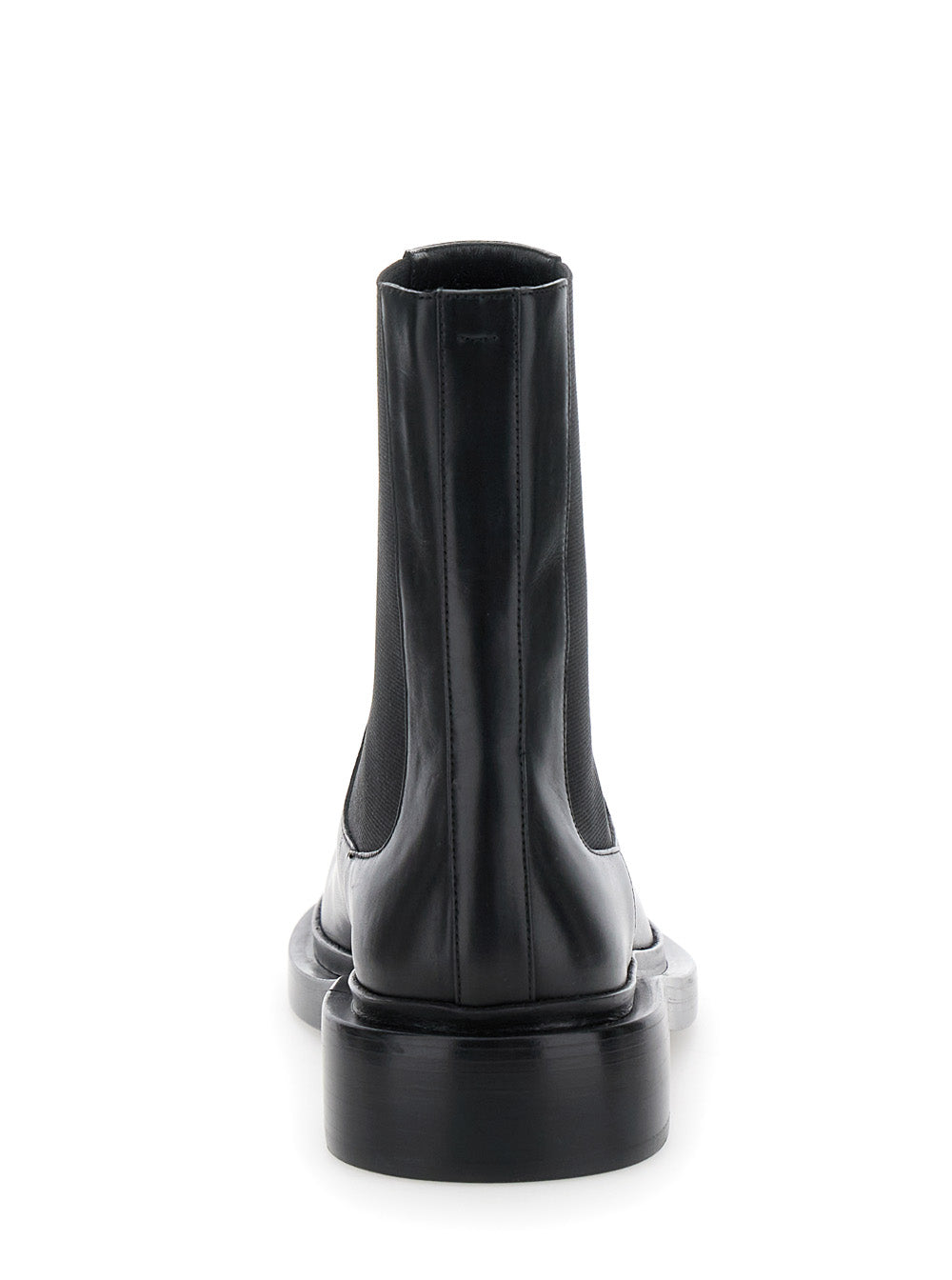 Black Boots With Elastic Side Pannels Leather Woman Calf Ankle