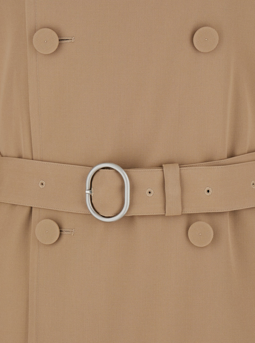 Beige Double Breasted Trench with Belt in Wool Man Outerwear