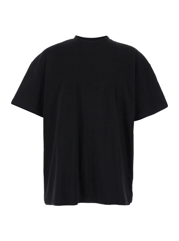 Black Double-Layers T-shirt in Cotton Man Tshirts And Polo Shirts