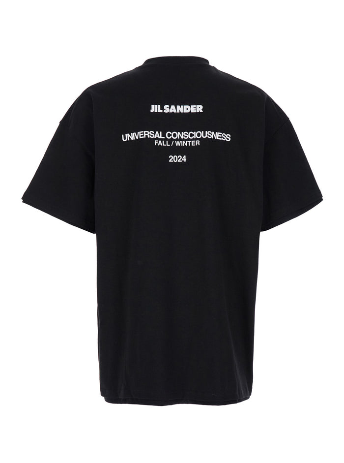 Black Double-Layers T-shirt in Cotton Man Tshirts And Polo Shirts