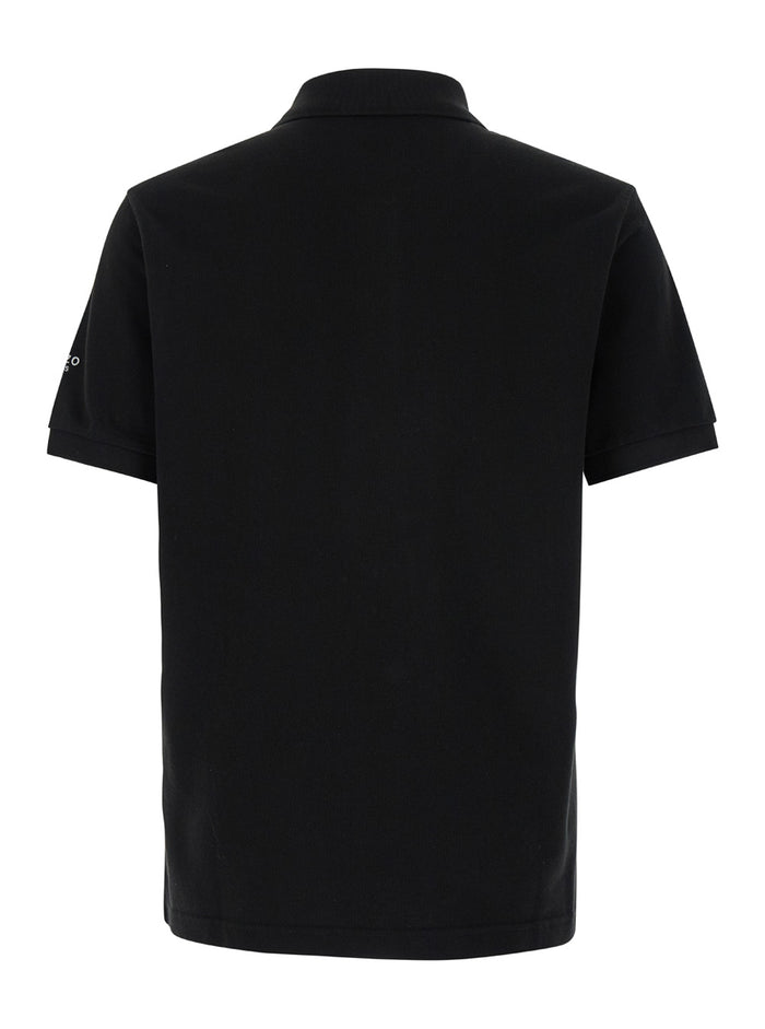 Black Polo Shirt With Tiger Patch Cotton Man Tshirts And
