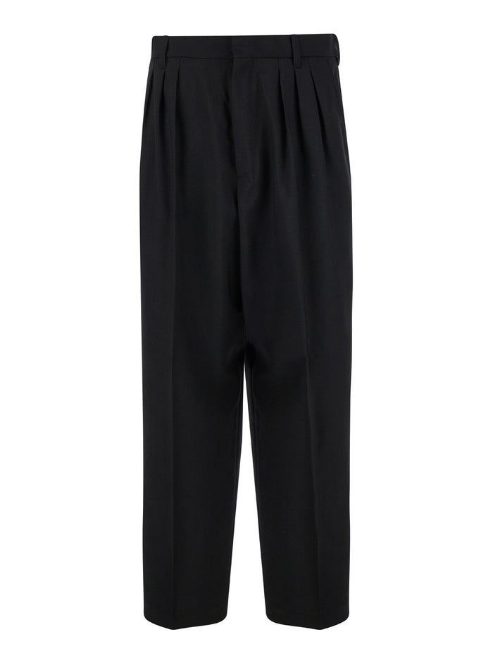 Black Pants With Pences Wool Man Virgin Trousers