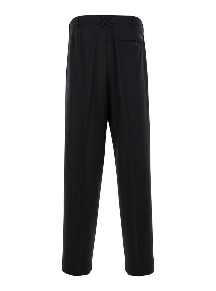 Black Pants With Pences Wool Man Virgin Trousers