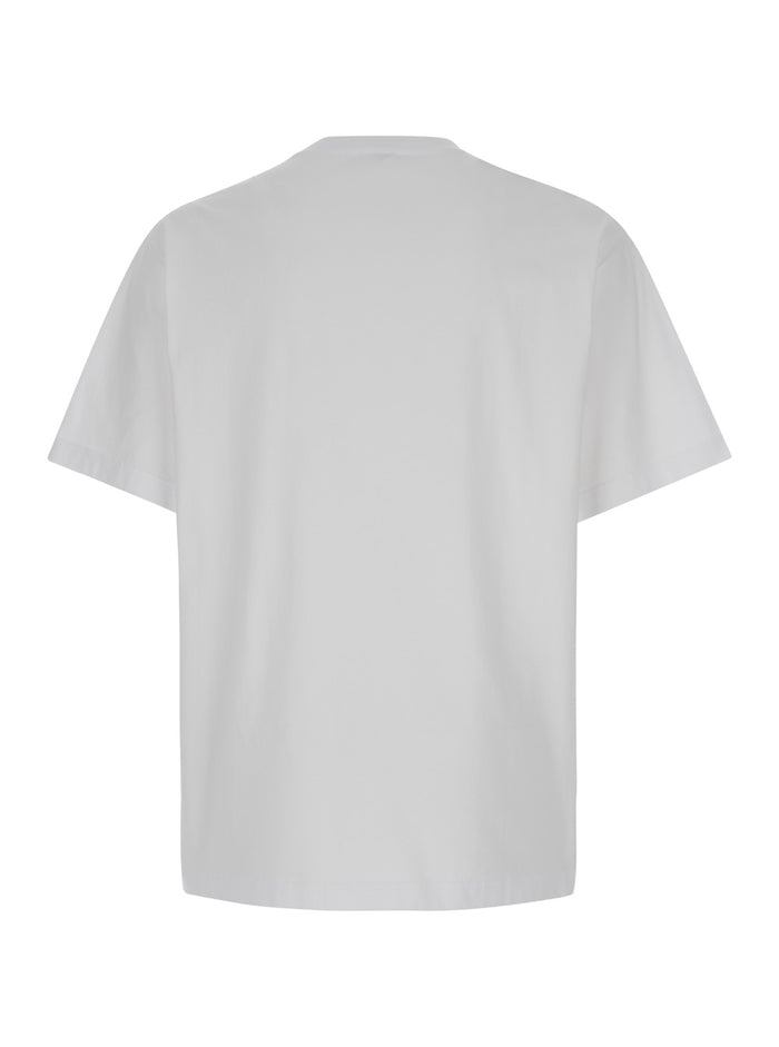 White Classic T-Shirt With Contrasting Logo Print Cotton Man Tshirts And Polo Shirts