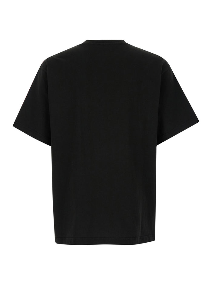 Oversized Black T-Shirt With Contrasting Logo Print Cotton Man Tshirts And Polo Shirts