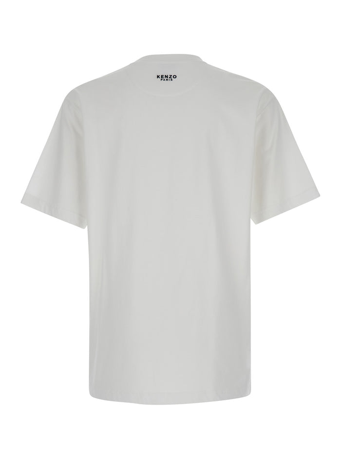 White Crewneck T-Shirt With Boke Flowers Cotton Man Tshirts And Polo Shirts