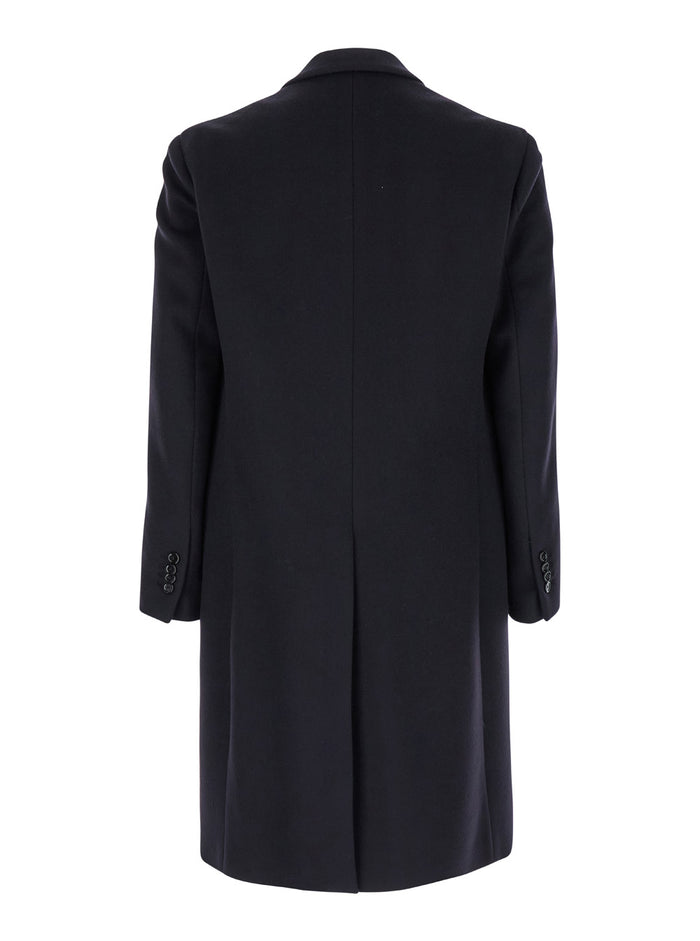 Black Double-Breasted Coat Wool Man Blu