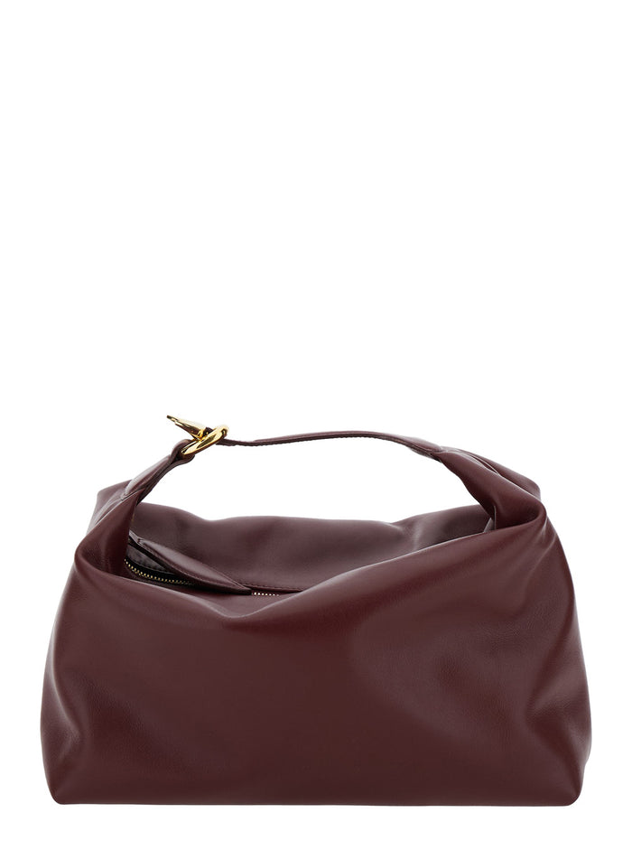 Pillow Pouch Bordeaux Handbag Leather Woman Calf Hand Bags