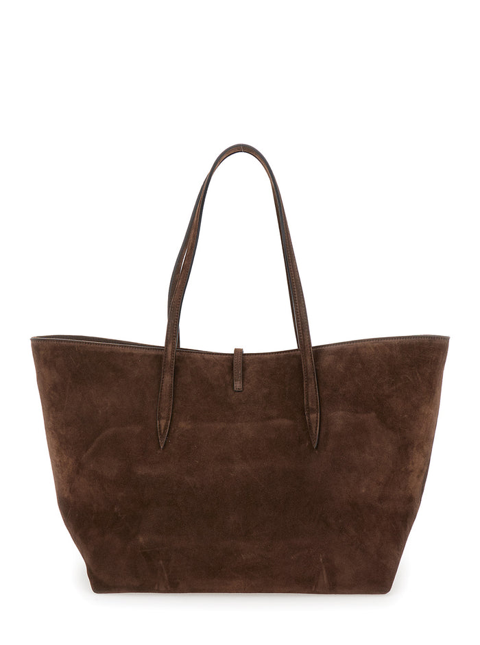 Brown Tote Bag Suede Woman Cow