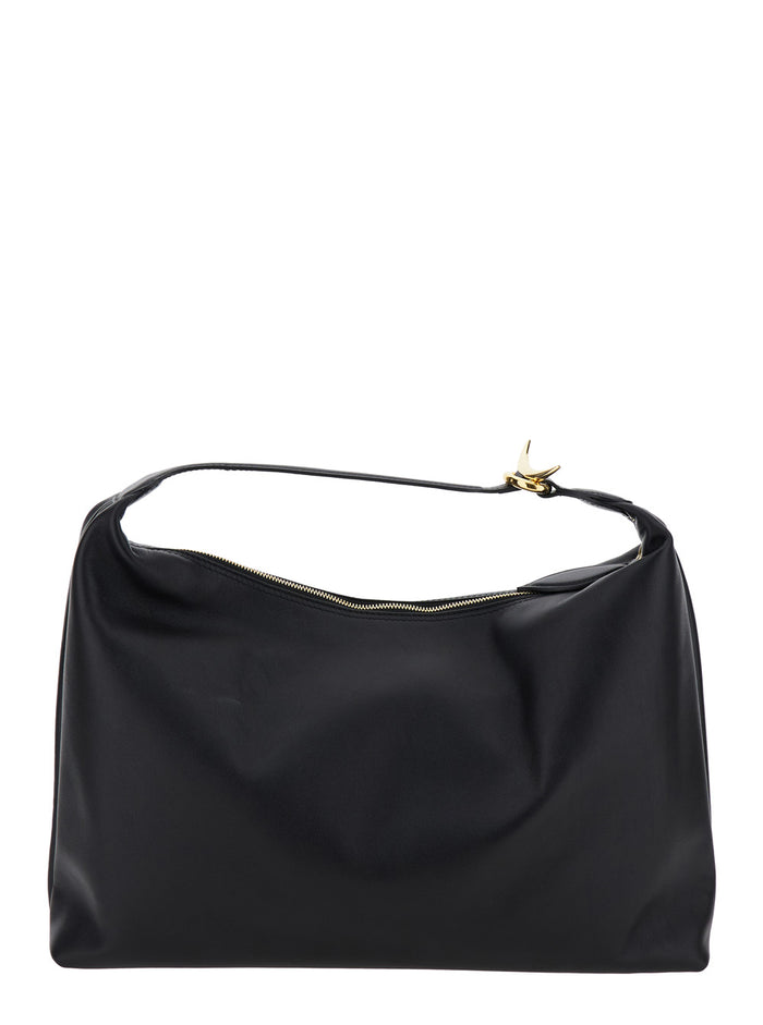 Pillow Pouch Black Handbag Leather Woman Calf Shoulder Bags
