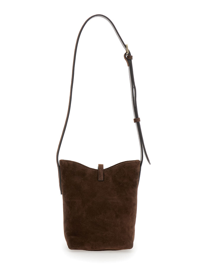 Penne Mini Brown Shoulder Bag Suede Woman Cow Crossbody