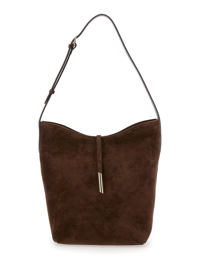 Penne Brown Shoulder Bag Suede Woman Cow