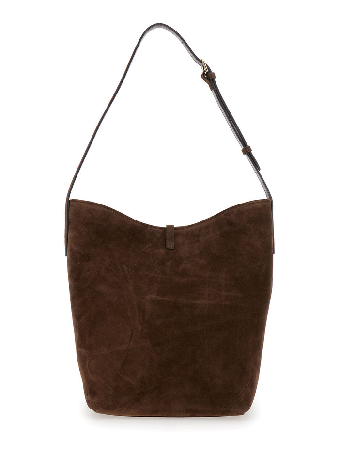 Penne Brown Shoulder Bag Suede Woman Cow