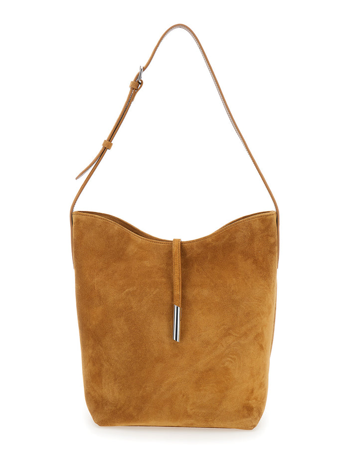 Penne Beige Shoulder Bag Suede Woman Cow