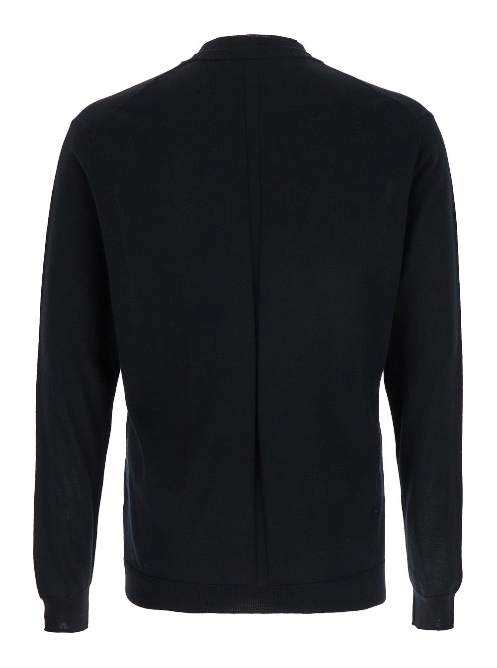 Black Crew Neck Pullover in Virgin Wool Man Jersey