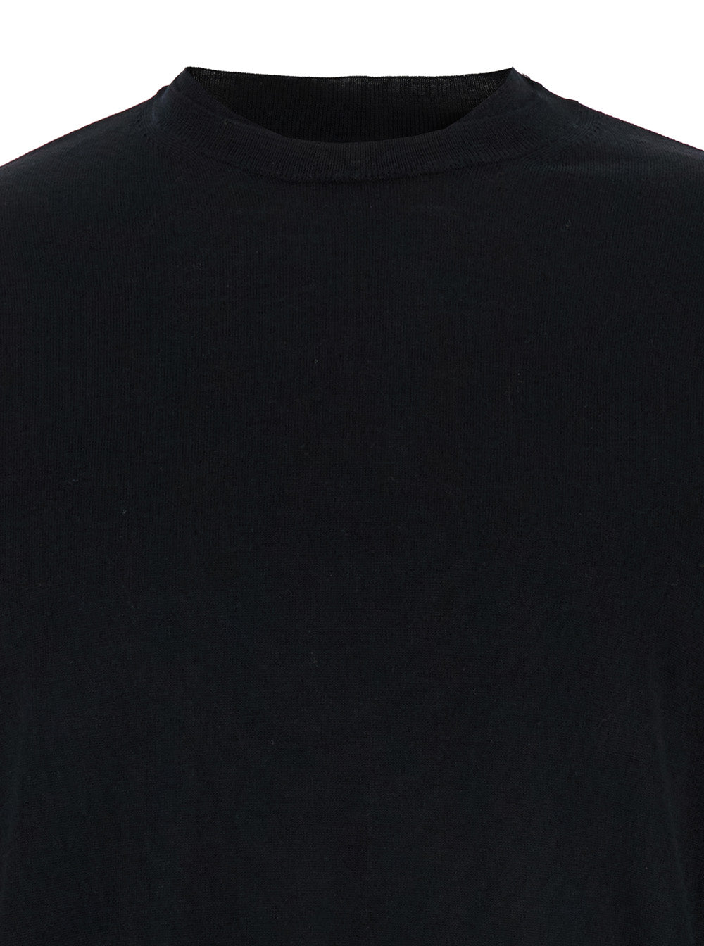Black Crew Neck Pullover in Virgin Wool Man Jersey