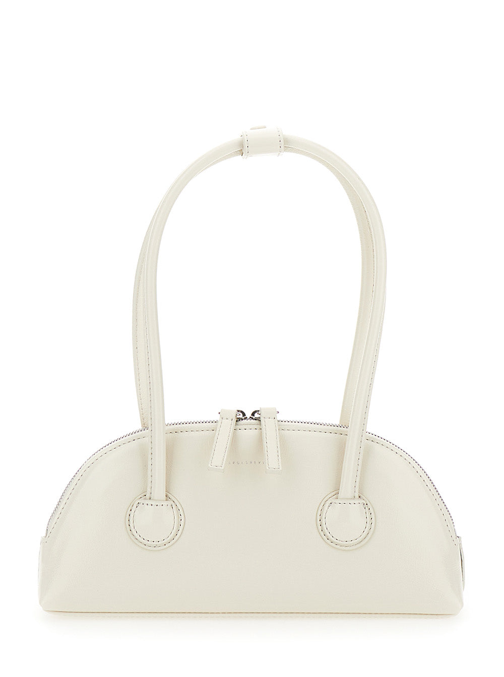 Besette White Shoulder Bag With Engraved Logo Leather Woman Cow