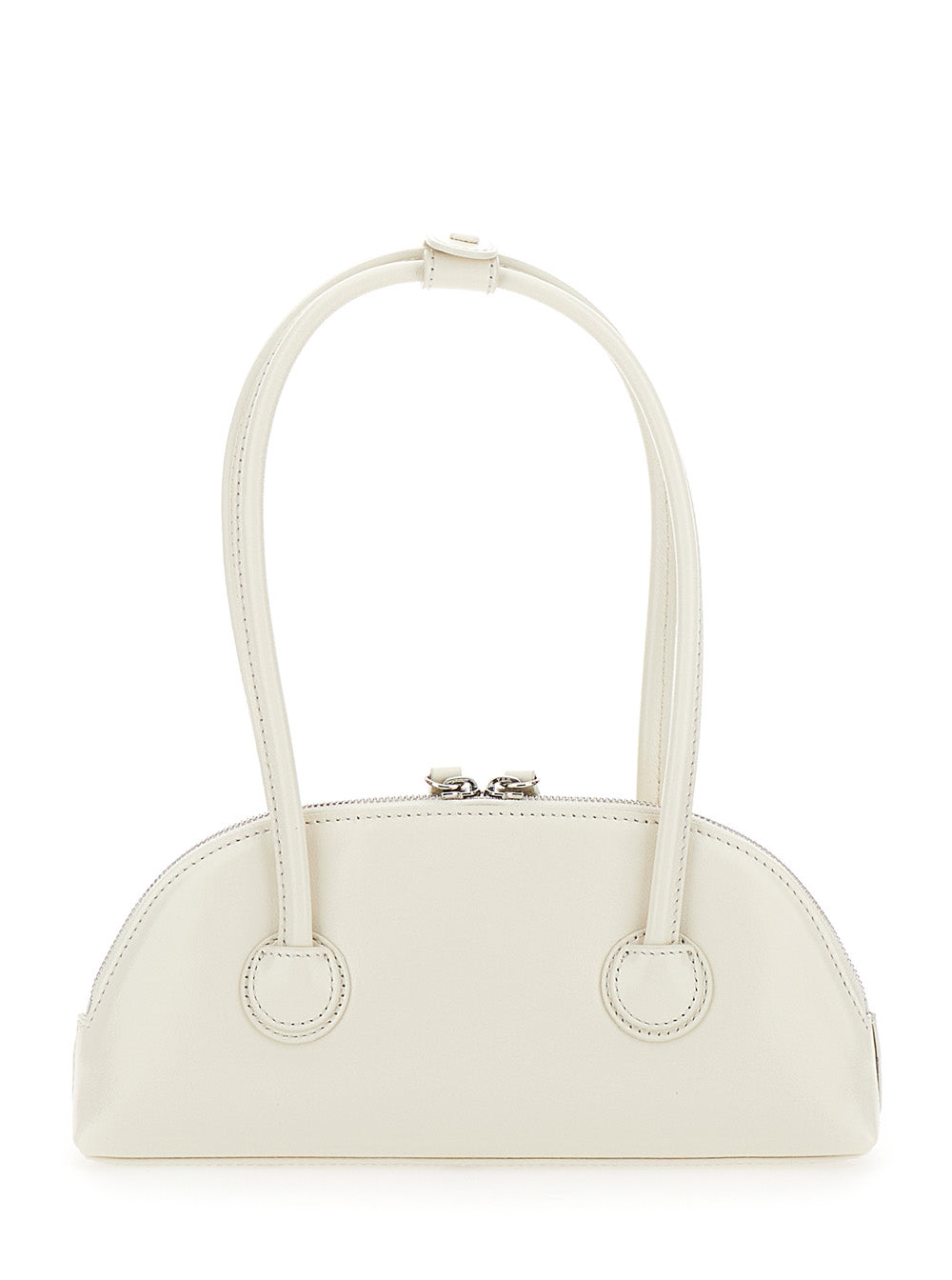 Besette White Shoulder Bag With Engraved Logo Leather Woman Cow