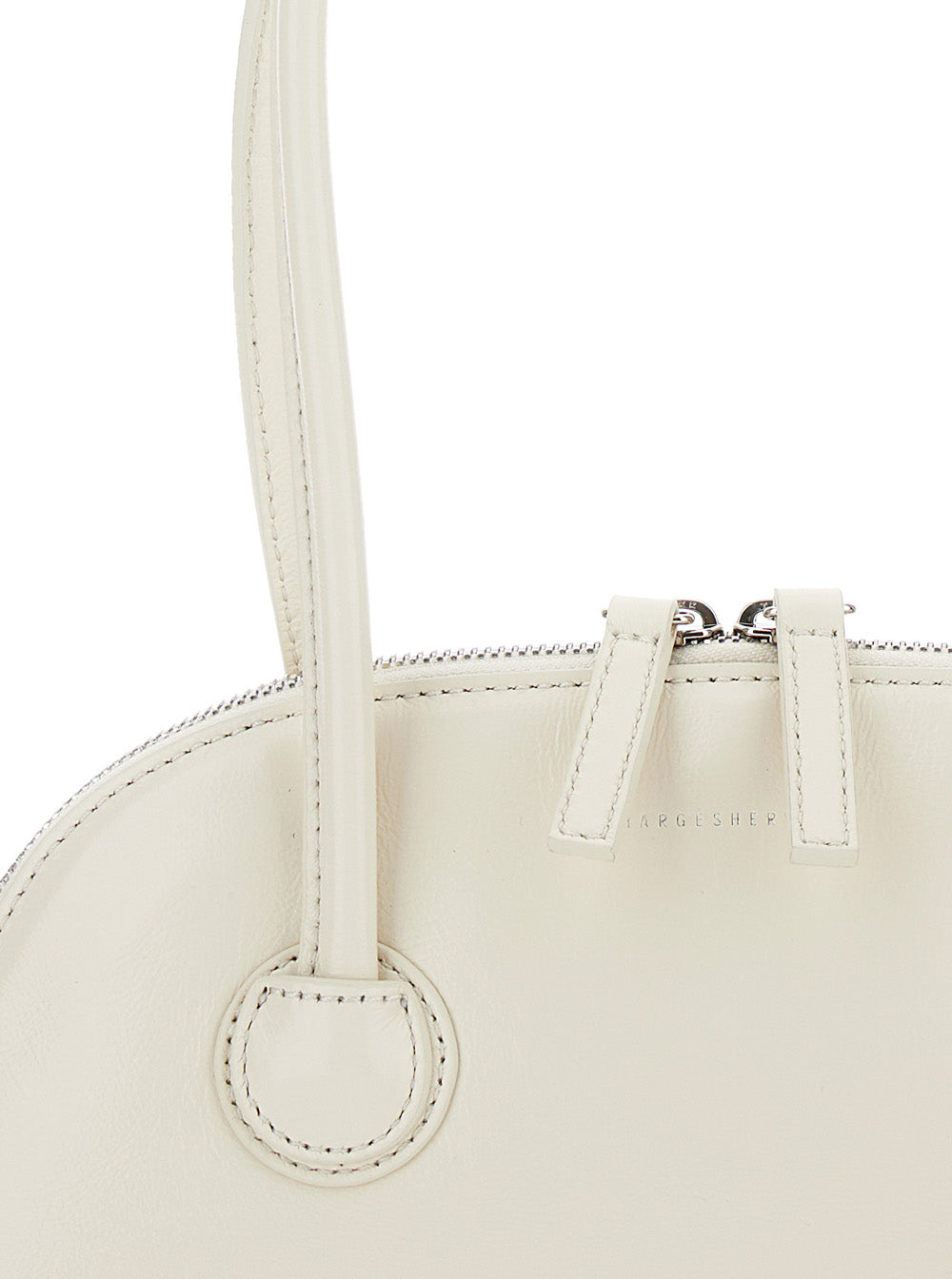 Besette White Shoulder Bag With Engraved Logo Leather Woman Cow