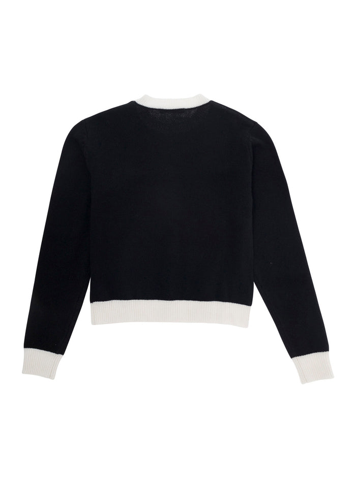 Black Sweater With Contrasting Logo Wool And Cashmere Girl Jersey