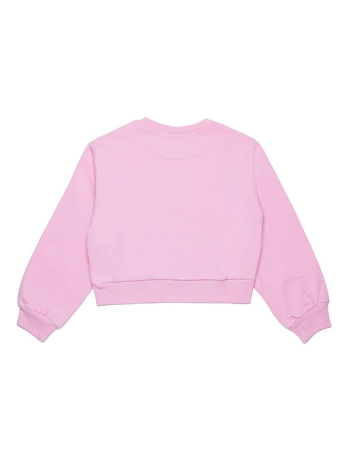 Pink Sweatshirt With Maxi Logo Lettering On The Front Cotton Girl Sweatshirts