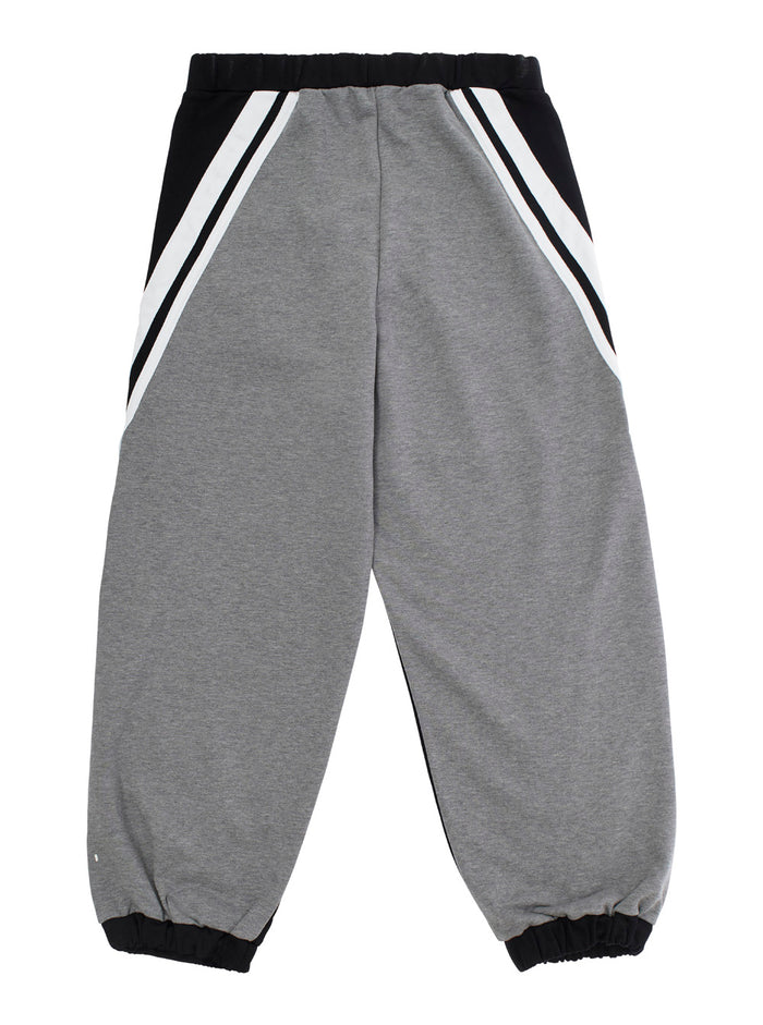 Black Pants With Inserts And Logo Print On The Front Cotton Boy Trousers