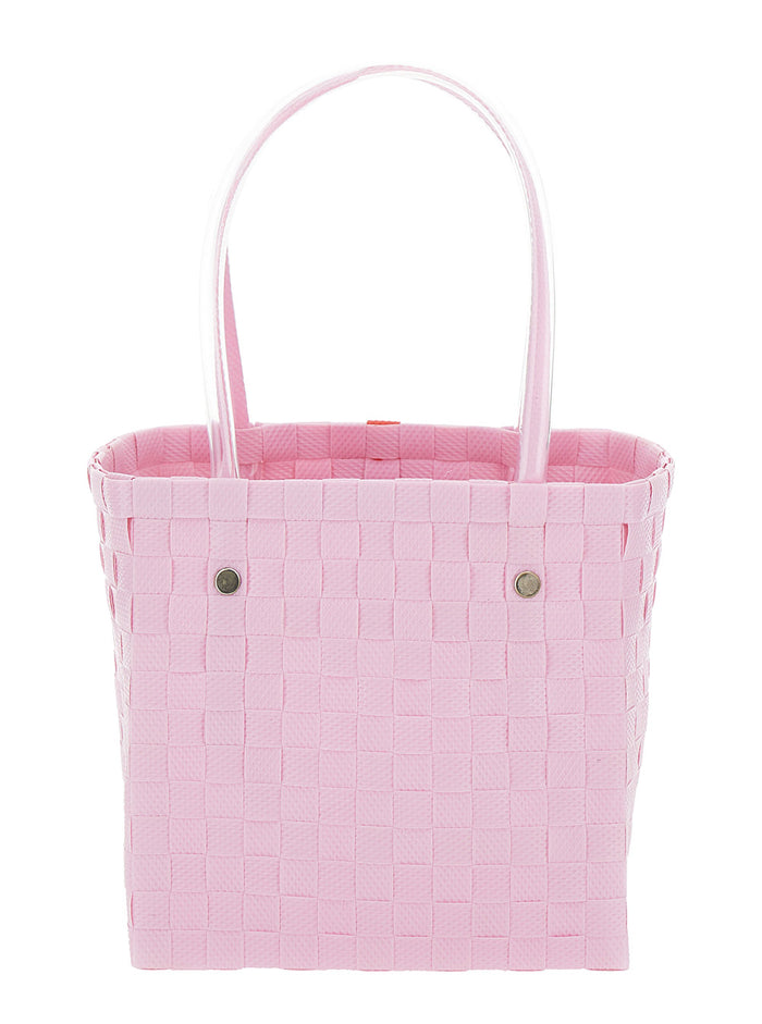 Pink Handbag With Floreal Motif Woven Materials Girl Polypropylene Hand Bags