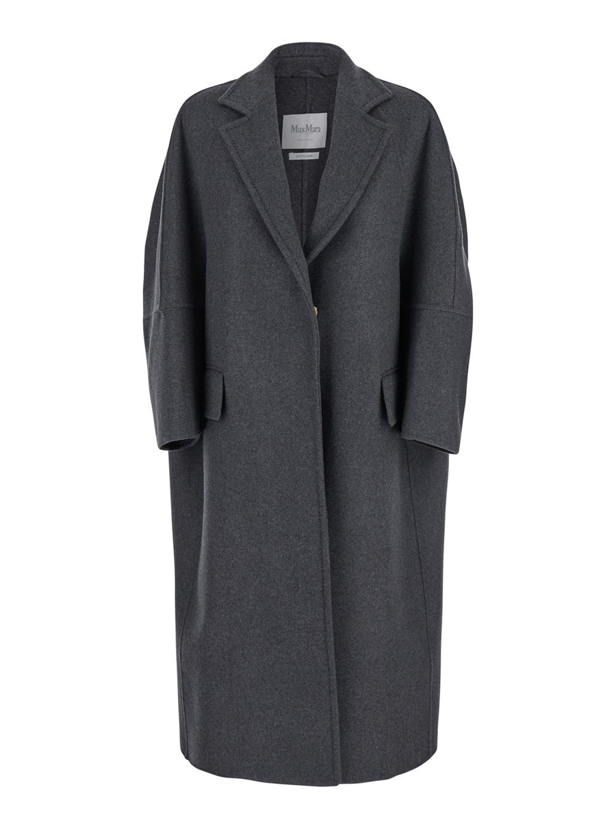 Grey Coat With Notched Revers Virgin Wool