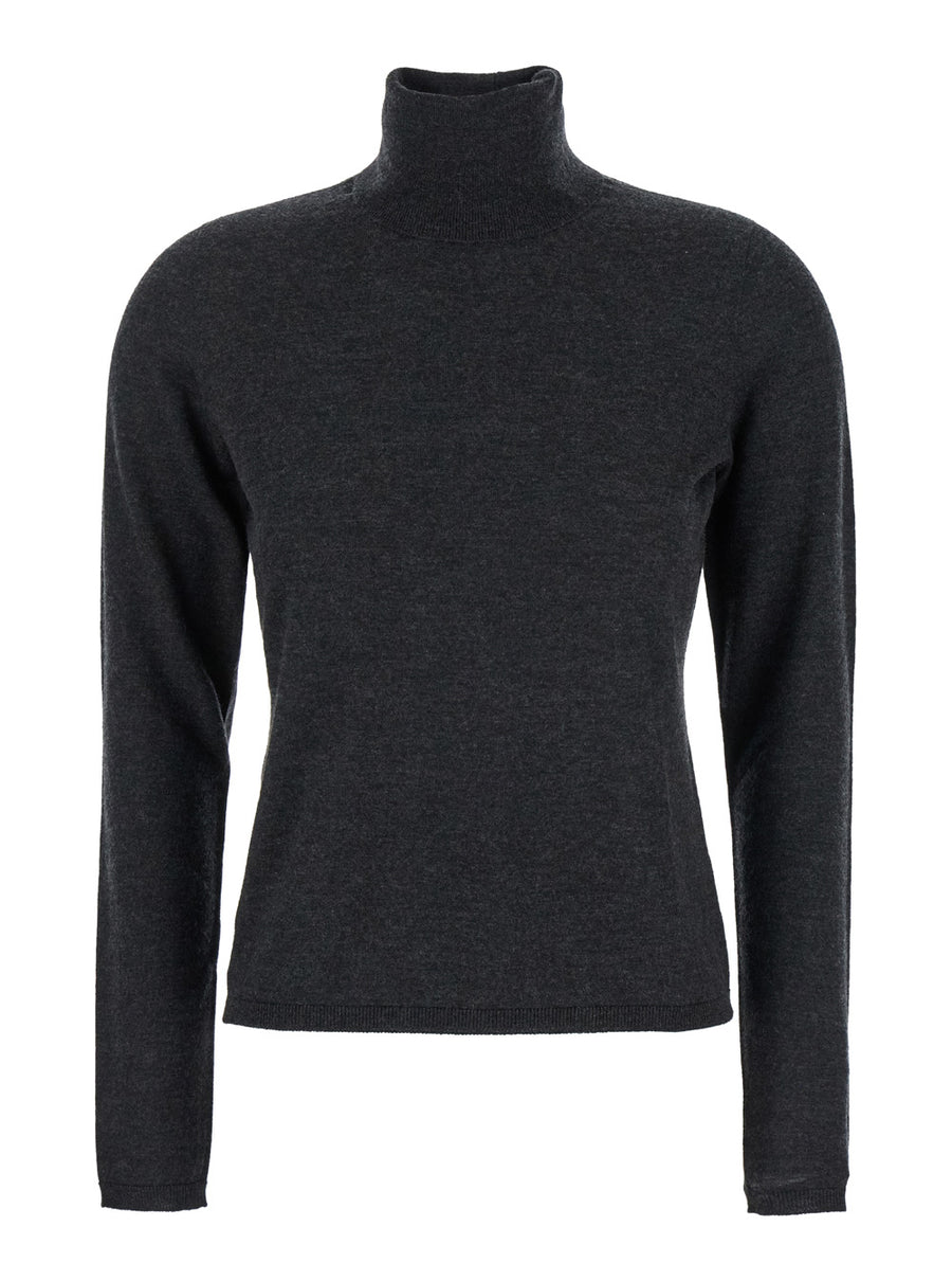 Grey High Neck Cashmere Sweater Tops