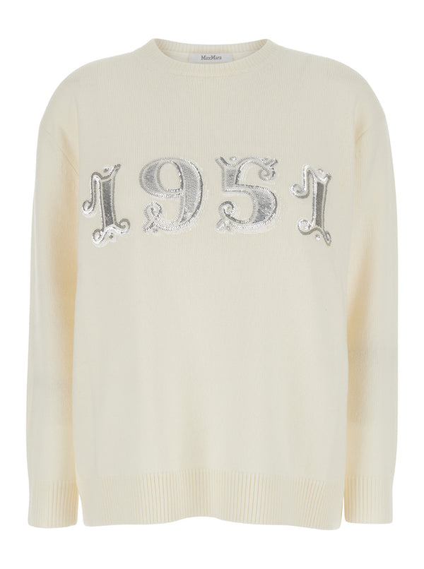White Wool And Cashmere Sweater With Logo Tops