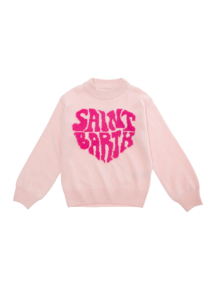 Danya Pink Sweater With Logo Motif On Front Wool And Cashmere Blend Girl Jersey