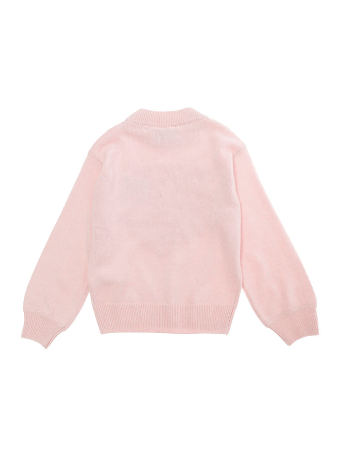 Danya Pink Sweater With Logo Motif On Front Wool And Cashmere Blend Girl Jersey