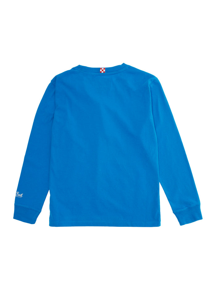 Luton Blue Long-Sleeve T-Shirt With Snoopy Bob Club Motif Cotton Boy Light Jersey