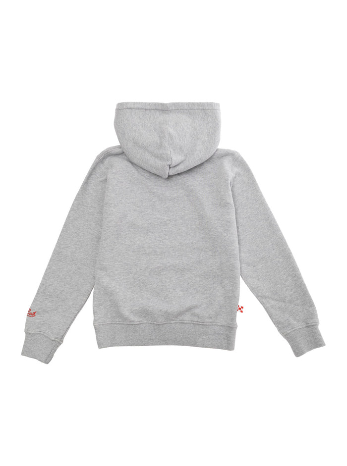 Oliver Grey Hooded Sweater With Frontal Print Wool And Cashmere Blend Boy Sweatshirts