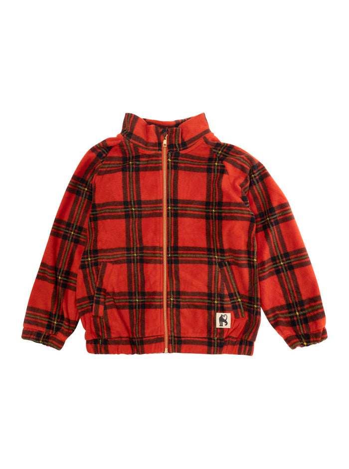 Red Jacket With Logo Patch On The Front And All-Over Check Motif Tech Fabric Boy Recycled Polyester Blazers