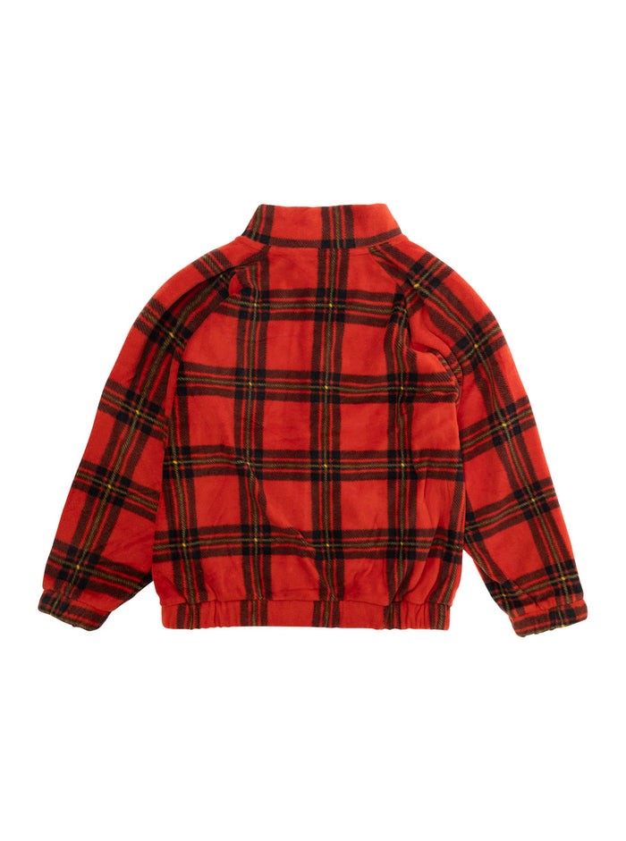 Red Jacket With Logo Patch On The Front And All-Over Check Motif Tech Fabric Boy Recycled Polyester Blazers