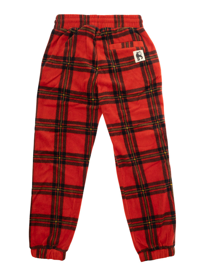 Red Pants With Logo Patch On The Rear And All-Over Check Motif Tech Fabric Boy Recycled Polyester Trousers