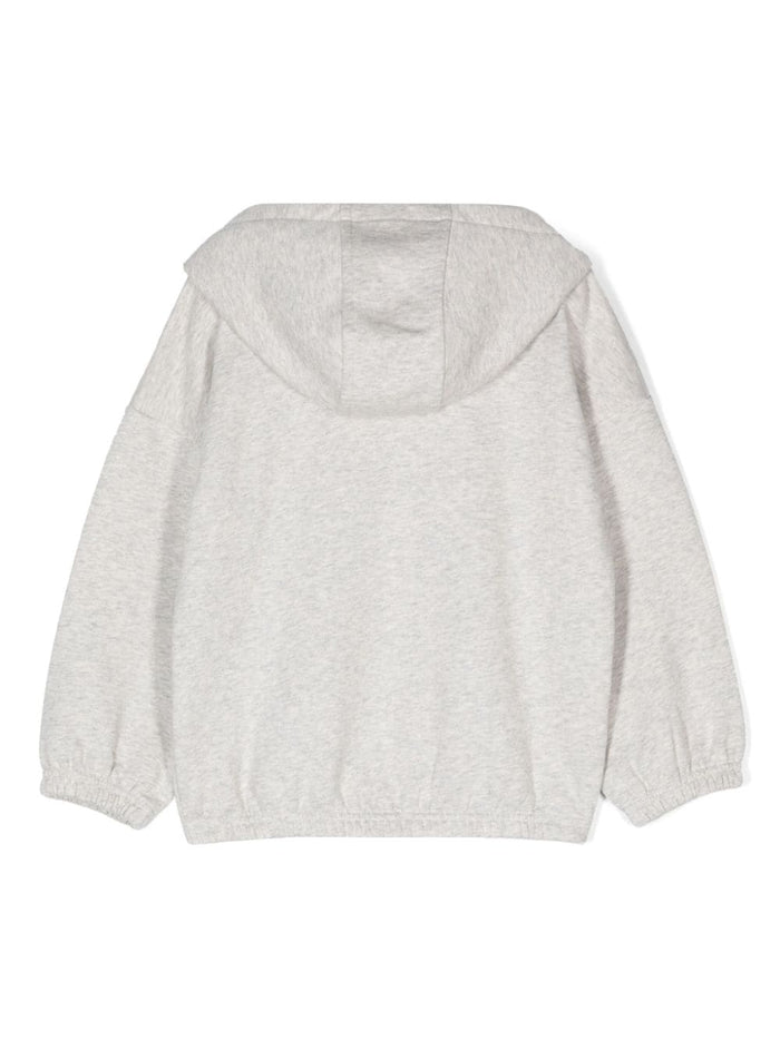 Coucou Grey Hoodie With Front Print Cotton Girl Organic Sweatshirts