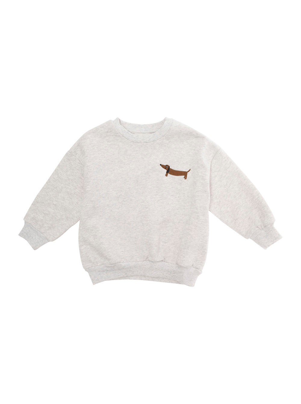 Grey Crewneck Sweatshirt With Embroidered Detail On The Front Cotton Boy Organic Sweatshirts