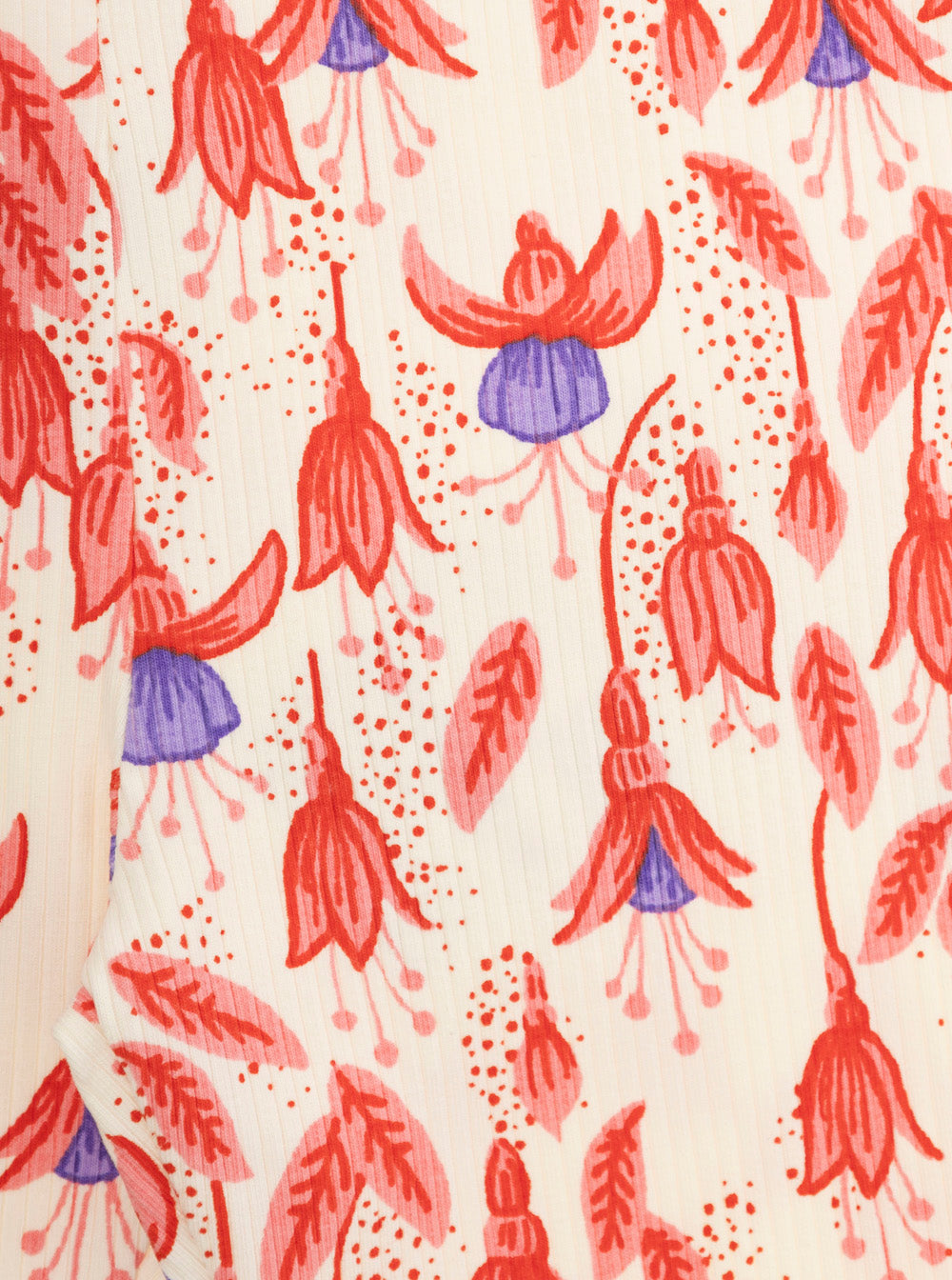 Red Pants With High Waist And All-Over Floral Motif Cotton Stretch Baby Organic Elastane Trousers