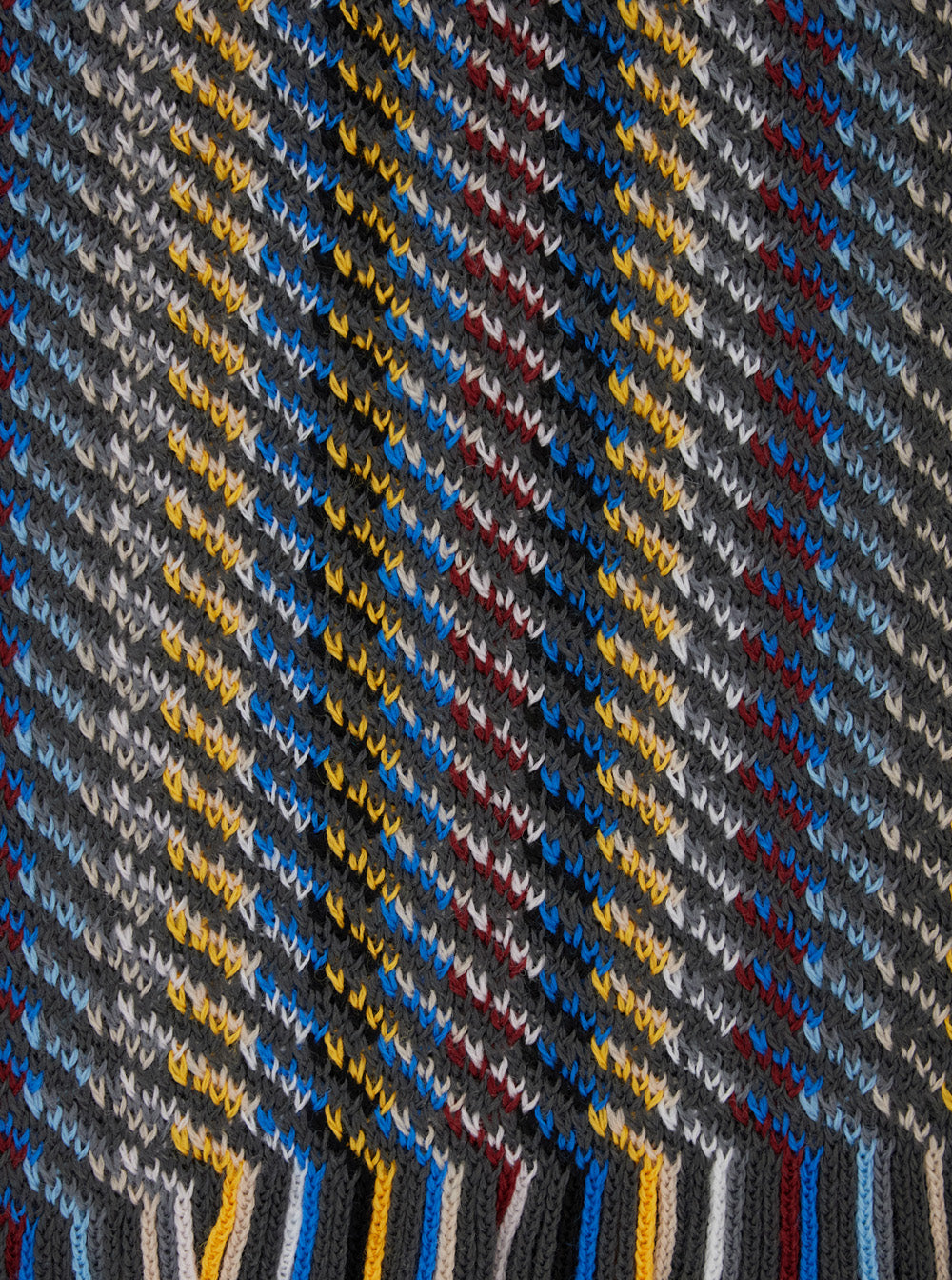 Multicolor Rectangular Scarf With Diagonal Stripes Motif Wool Blend Man Acrilic Scarfs And Foulards